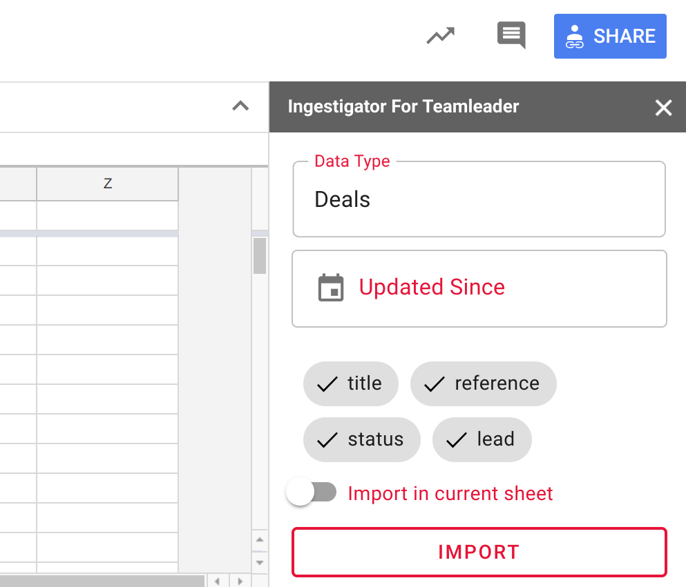Ingestigator for Teamleader - How it works - Step 2